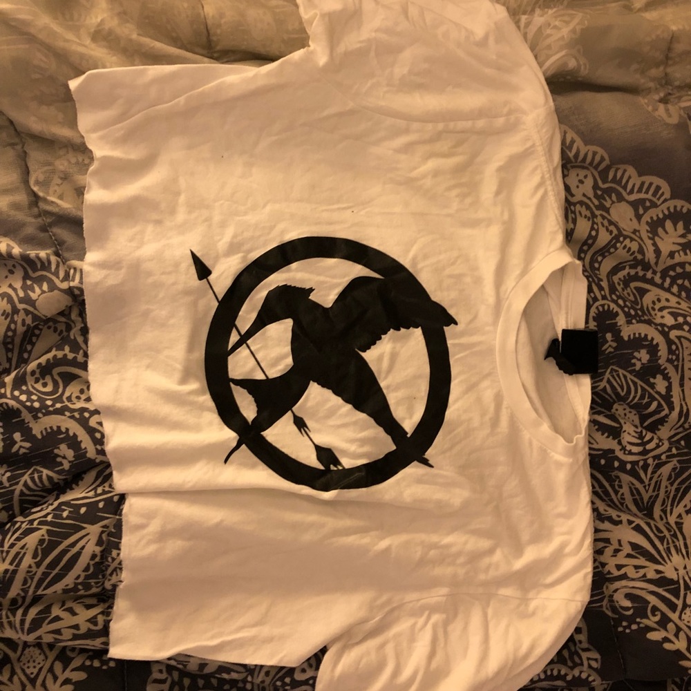 White hunger games crop top